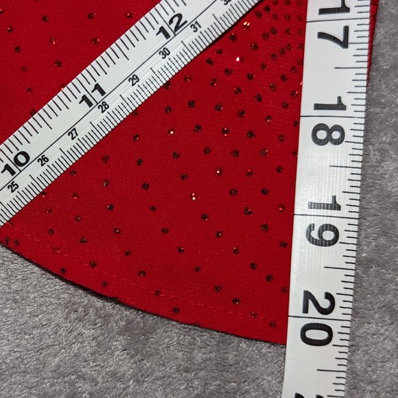 Calvin Klein red sequin scoop neck split bell sleeve red belted dress - Picture 13 of 16